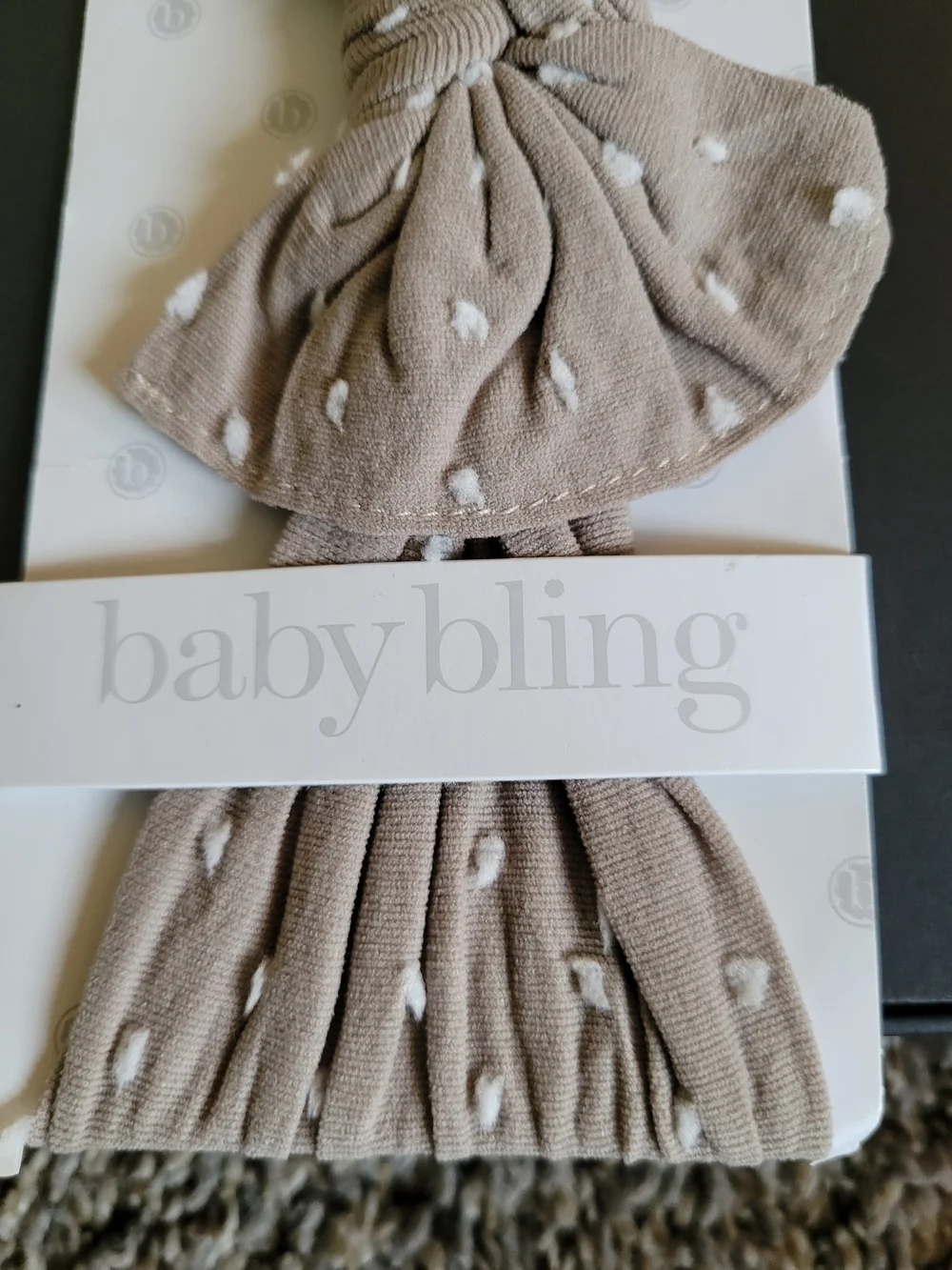 Baby Bling Taupe Heart Bow Headwrap for Kids